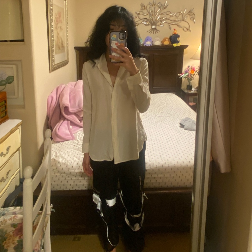 Aritzia Light Birch Button Down Blouse (XS)